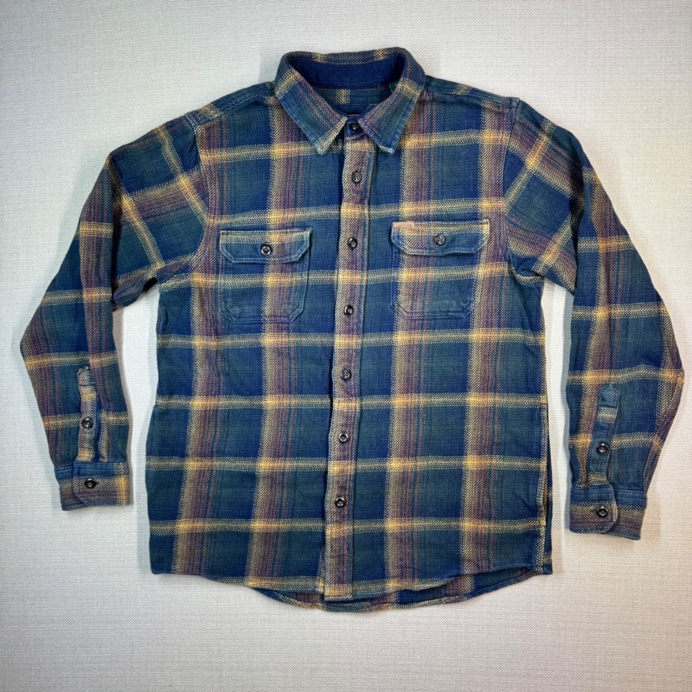 Orvis Mens Heavy Flannel Shirt Jacket Shacket Pockets Plaid Size Small